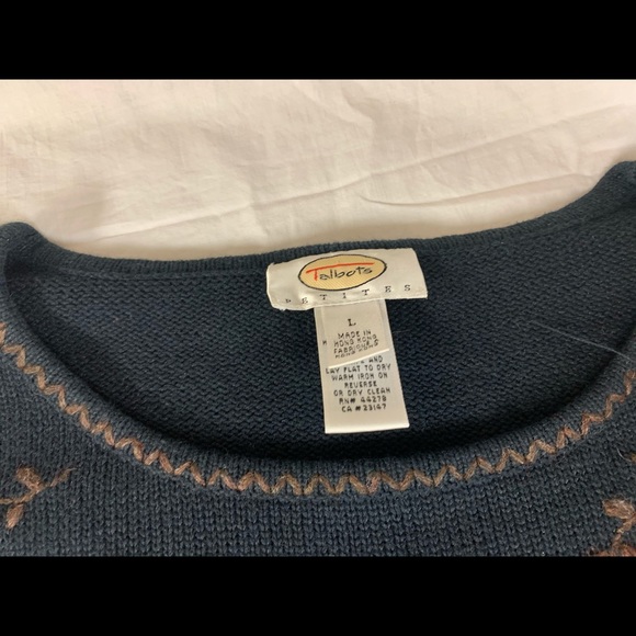 Talbots Womens Sweater Large P Embroidered Paisley Flowers VTG - Picture 2 of 9